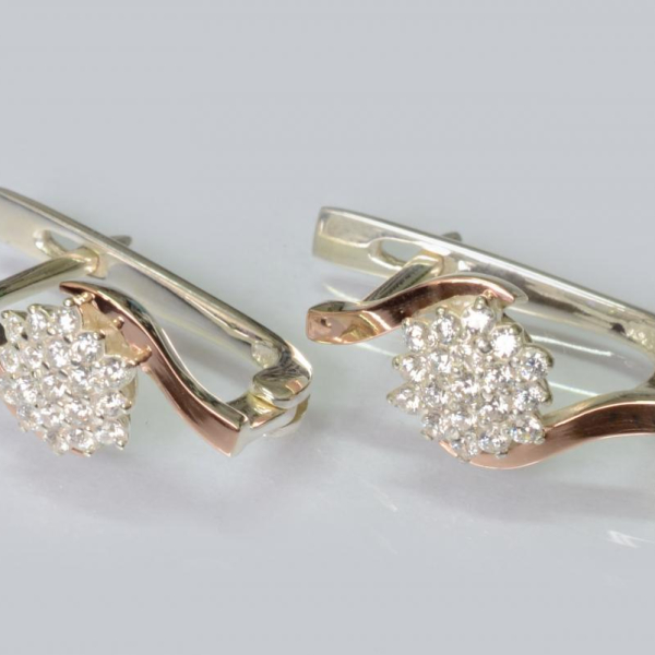 Срібні сережки з золотими пластинами