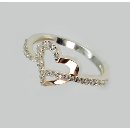 Серебряное кольцо с золотыми вставками