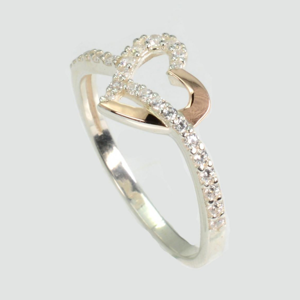 Срібна каблучка з золотими вставками