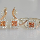 Серебряный набор с золотыми пластинами