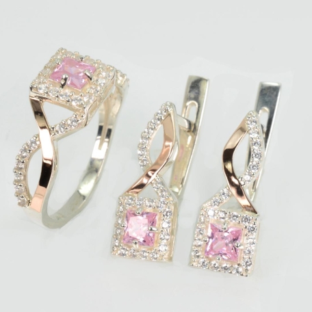 Срібний набір з золотими пластинами