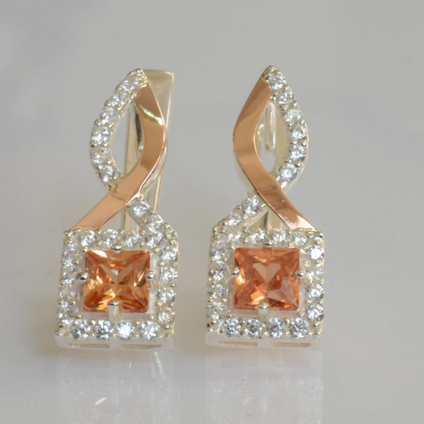 Серебряные серьги с золотыми пластинами