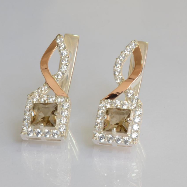 Серебряные серьги с золотыми пластинами