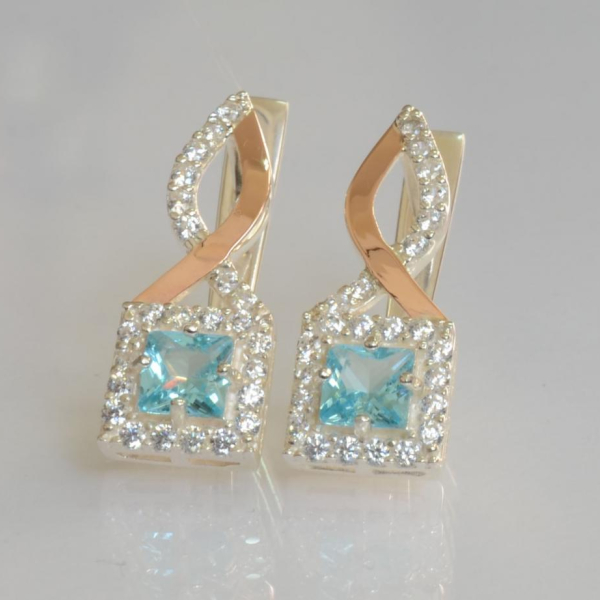 Серебряные серьги с золотыми пластинами