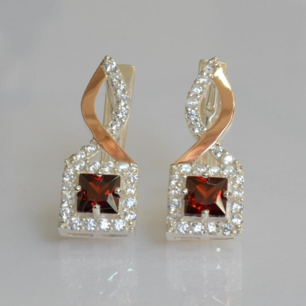 Серебряные серьги с золотыми пластинами