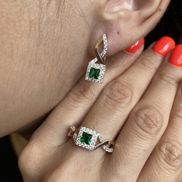 Серебряные серьги с золотыми пластинами