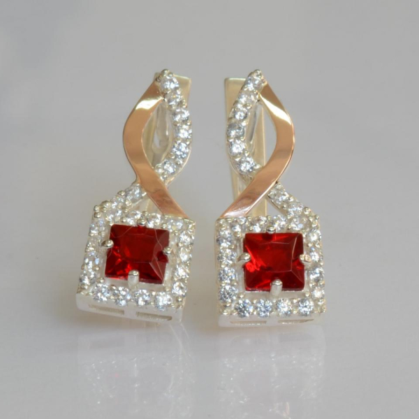 Серебряные серьги с золотыми пластинами