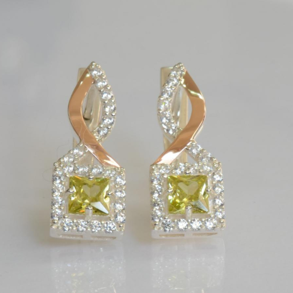 Серебряные серьги с золотыми пластинами