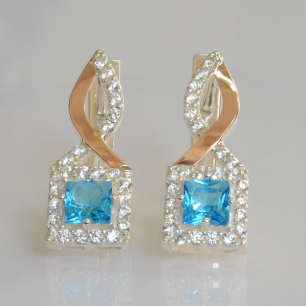 Серебряные серьги с золотыми пластинами