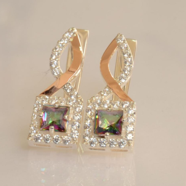 Серебряные серьги с золотыми пластинами