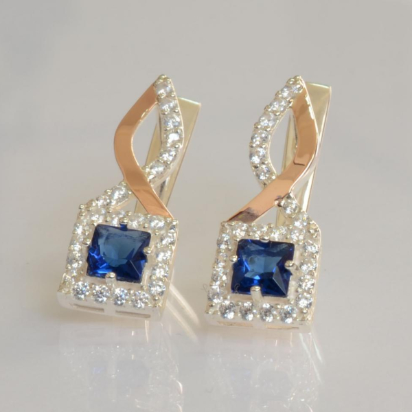 Серебряные серьги с золотыми пластинами