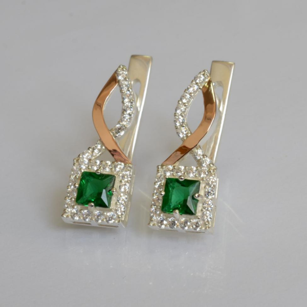 Серебряные серьги с золотыми пластинами