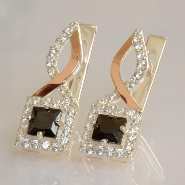 Серебряные серьги с золотыми пластинами