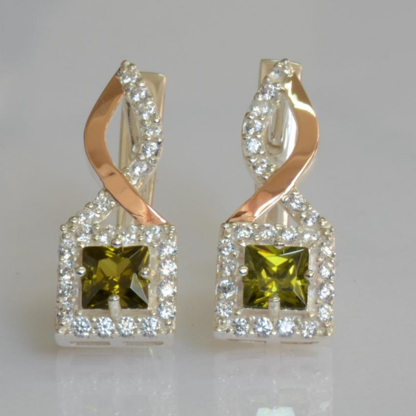 Серебряные серьги с золотыми пластинами