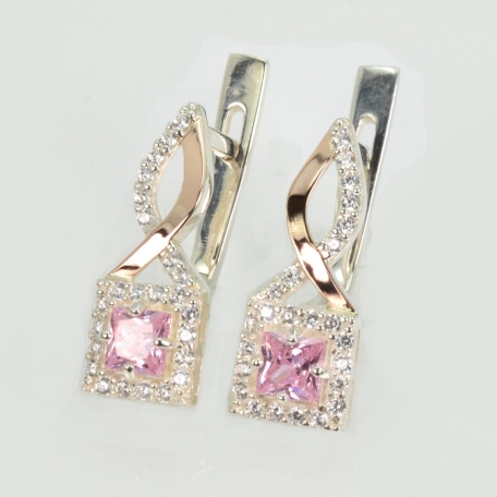 Срібні сережки з золотими пластинами