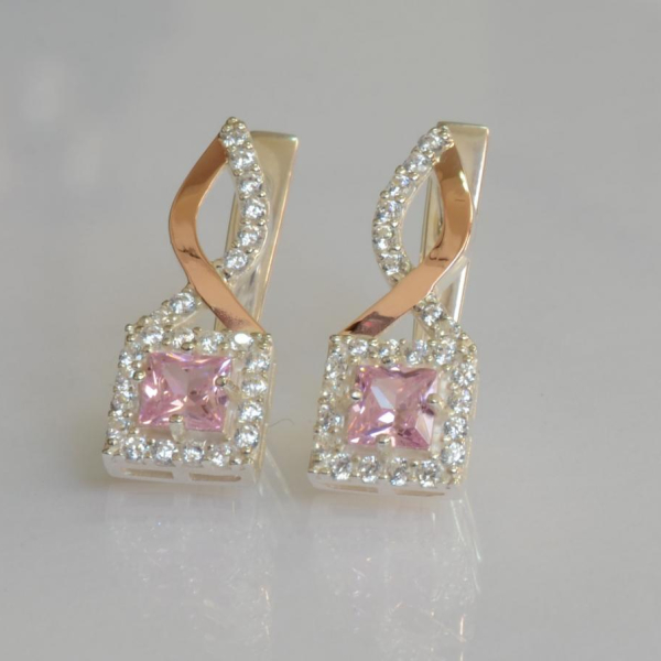 Серебряные серьги с золотыми пластинами