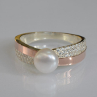 Срібна каблучка з золотими вставками