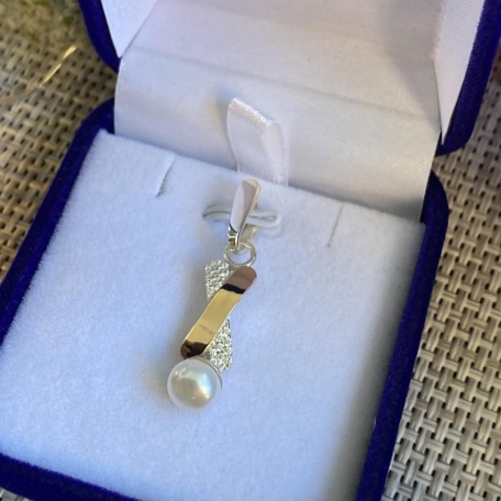 Серебряная подвеска с золотими вставками