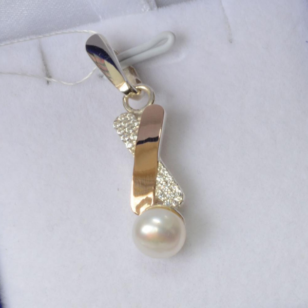 Серебряная подвеска с золотими вставками