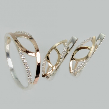 Серебряный набор с золотыми пластинами