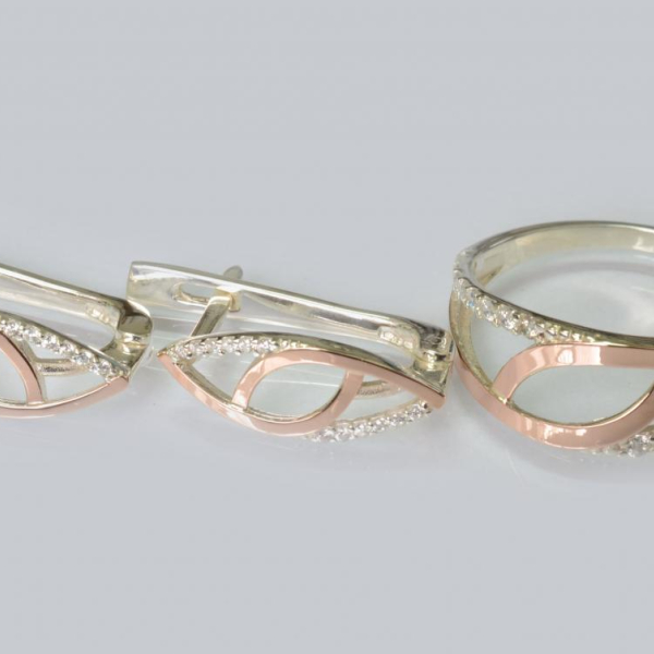 Серебряный набор с золотыми пластинами