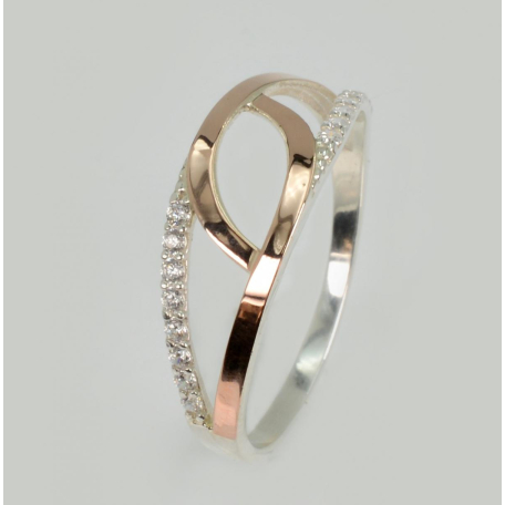 Серебряное кольцо с золотыми вставками