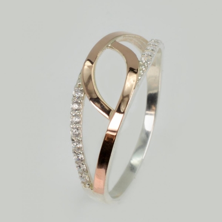 Срібна каблучка з золотими вставками