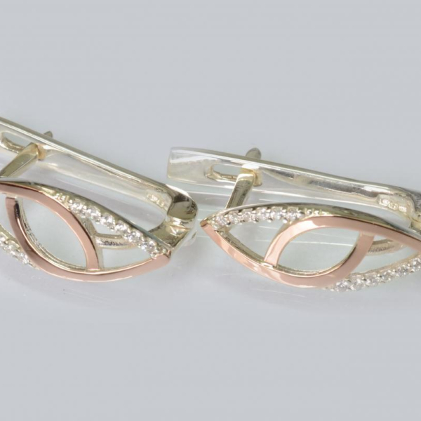 Срібні сережки з золотими пластинами