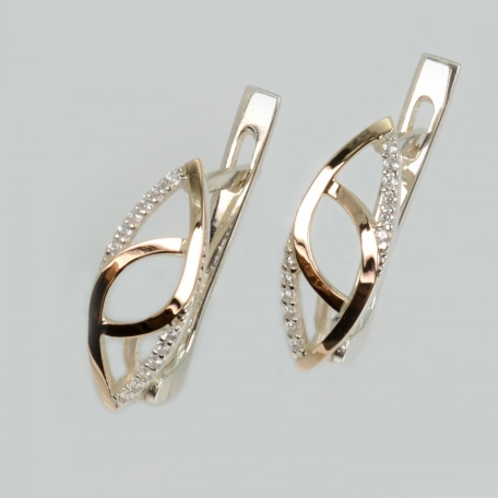 Срібні сережки з золотими пластинами