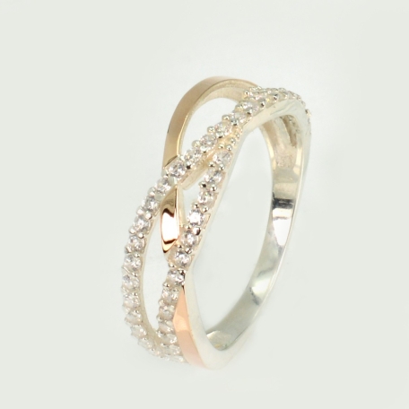 Срібна каблучка з золотими вставками