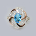 Серебряное кольцо с золотыми вставками