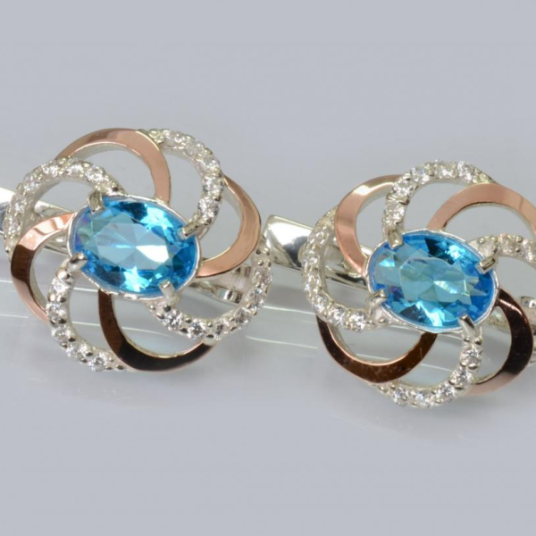 Серебряные серьги с золотыми пластинами