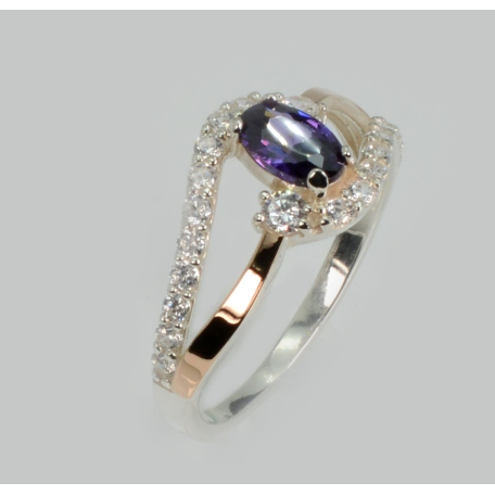 Серебряное кольцо с золотыми вставками