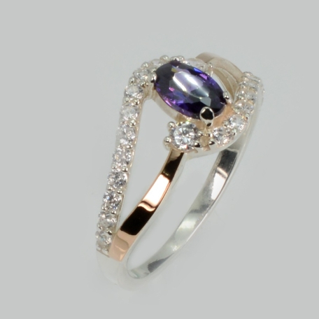 Срібна каблучка з золотими вставками