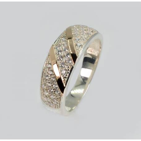 Серебряное кольцо с золотыми вставками