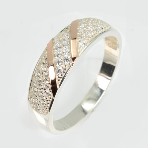 Срібна каблучка з золотими вставками