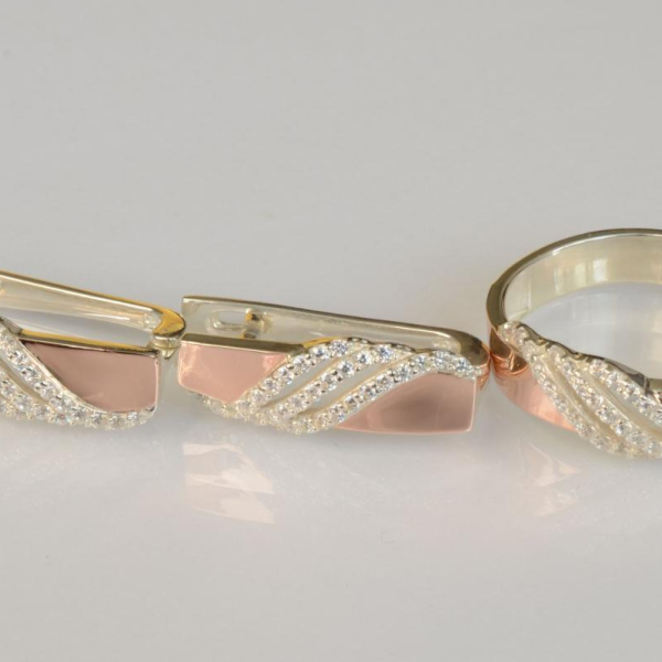 Серебряный набор с золотыми пластинами