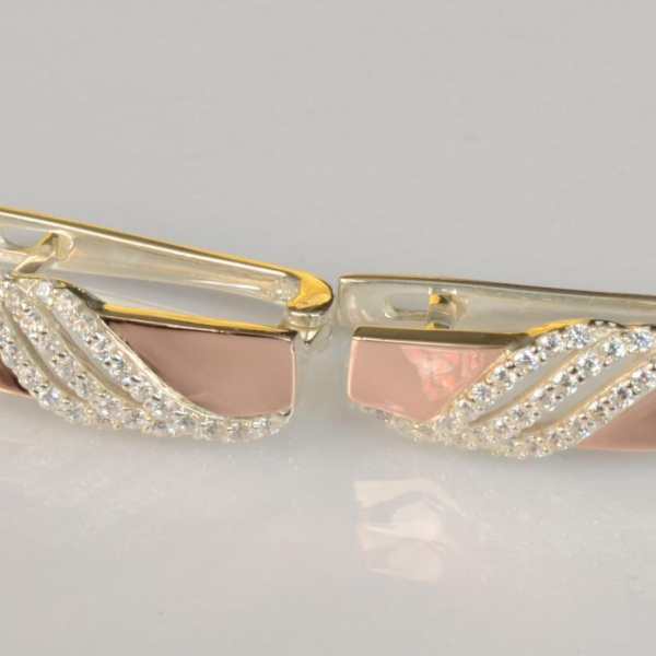 Срібні сережки з золотими пластинами