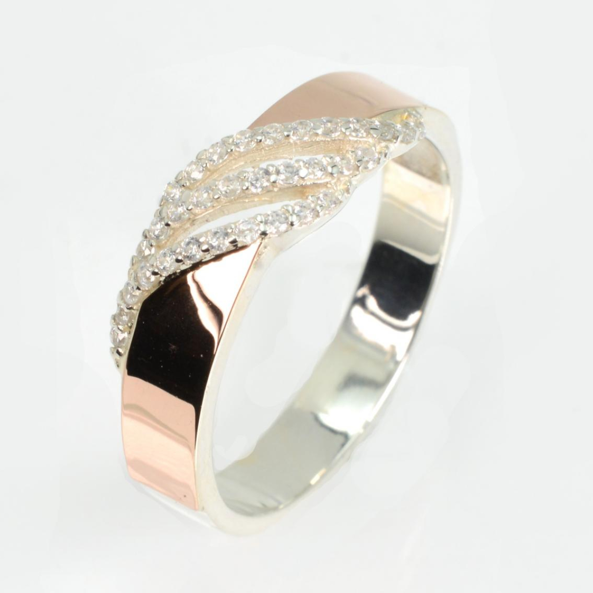 Срібна каблучка з золотими вставками