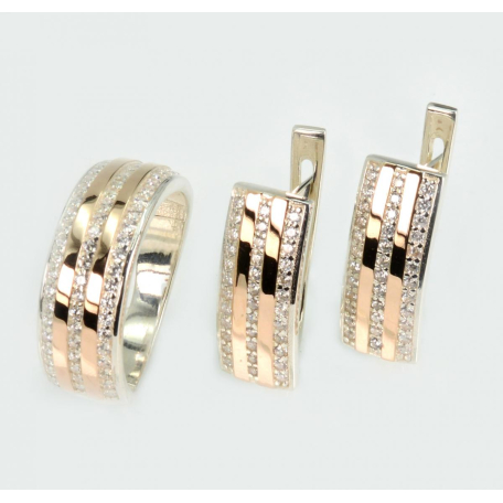 Серебряный набор с золотыми пластинами