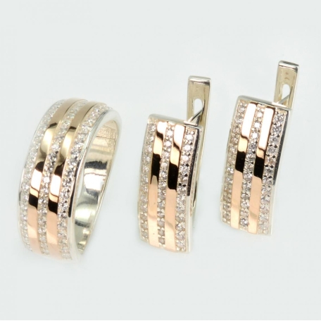 Срібний набір з золотими пластинами