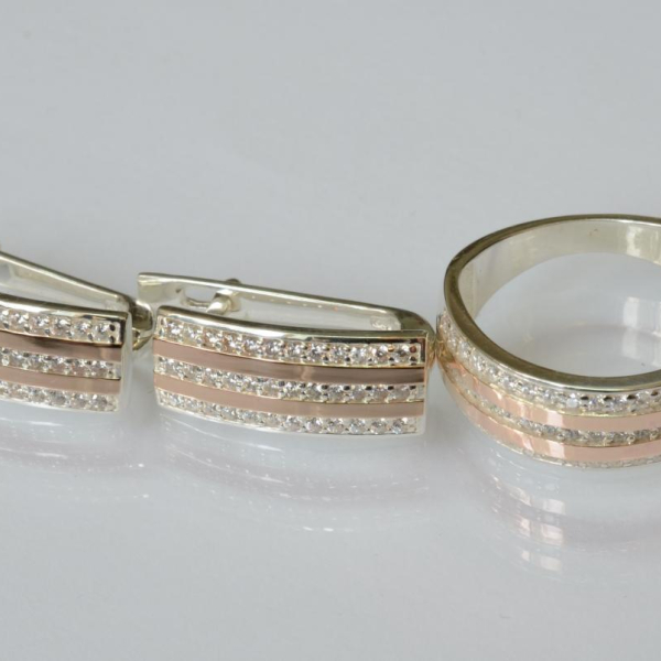 Серебряный набор с золотыми пластинами