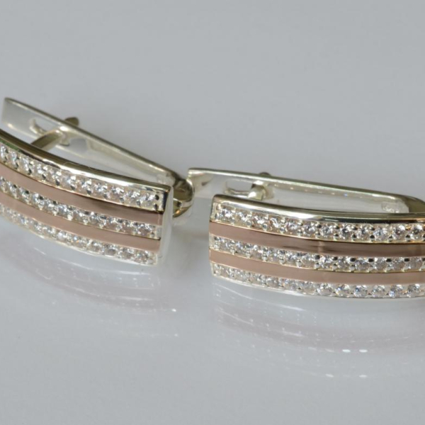 Серебряные серьги с золотыми пластинами