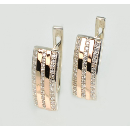 Серебряные серьги с золотыми пластинами