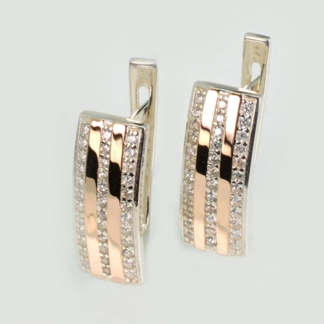 Срібні сережки з золотими пластинами