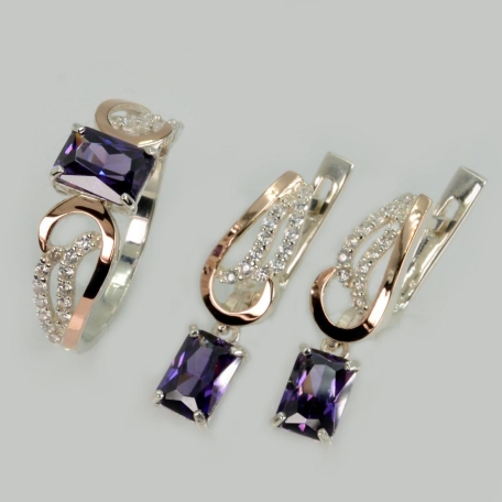 Срібний набір з золотими пластинами