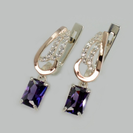 Срібні сережки з золотими пластинами