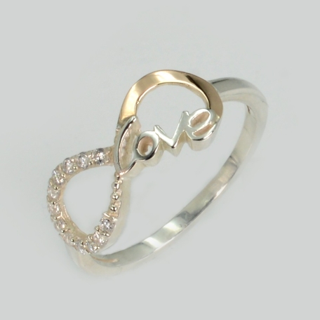 Срібна каблучка з золотими вставками