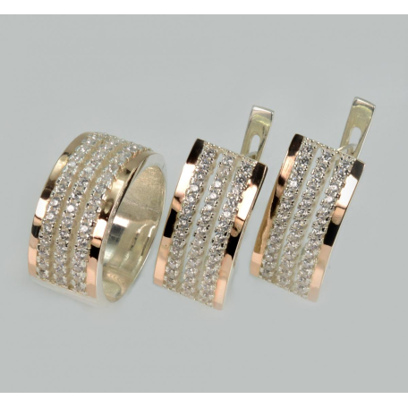 Серебряный набор с золотыми пластинами