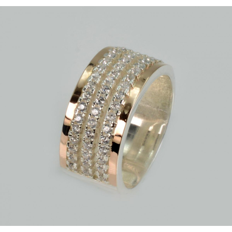 Серебряное кольцо с золотыми вставками